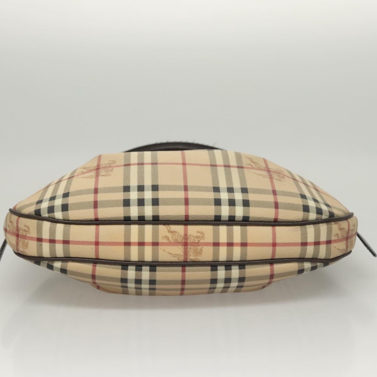 BURBERRY Nova Check Shoulder Bag PVC Leather Beige Brown gold Auth yk17973