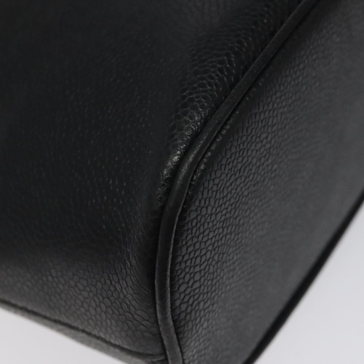 CHANEL COCO Mark Hand Bag Calf Skin Black Gold CC Auth yk17997