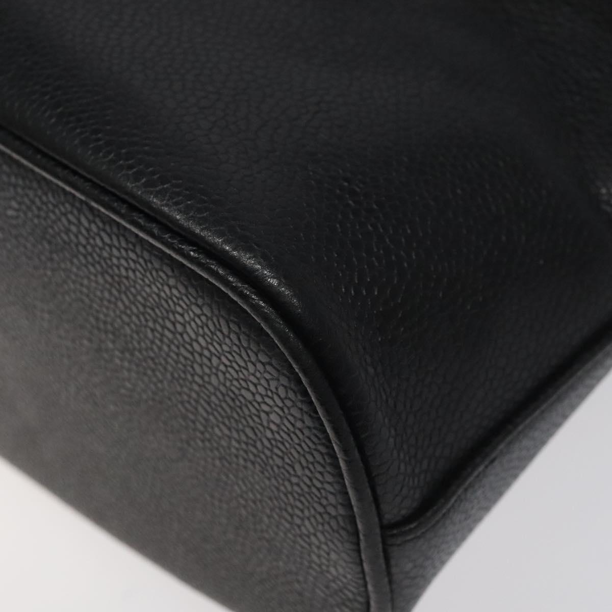 CHANEL COCO Mark Hand Bag Calf Skin Black Gold CC Auth yk17997