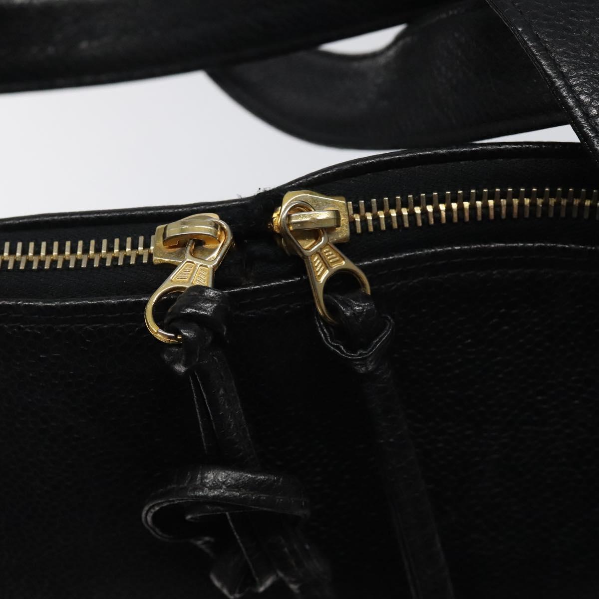 CHANEL COCO Mark Hand Bag Calf Skin Black Gold CC Auth yk17997