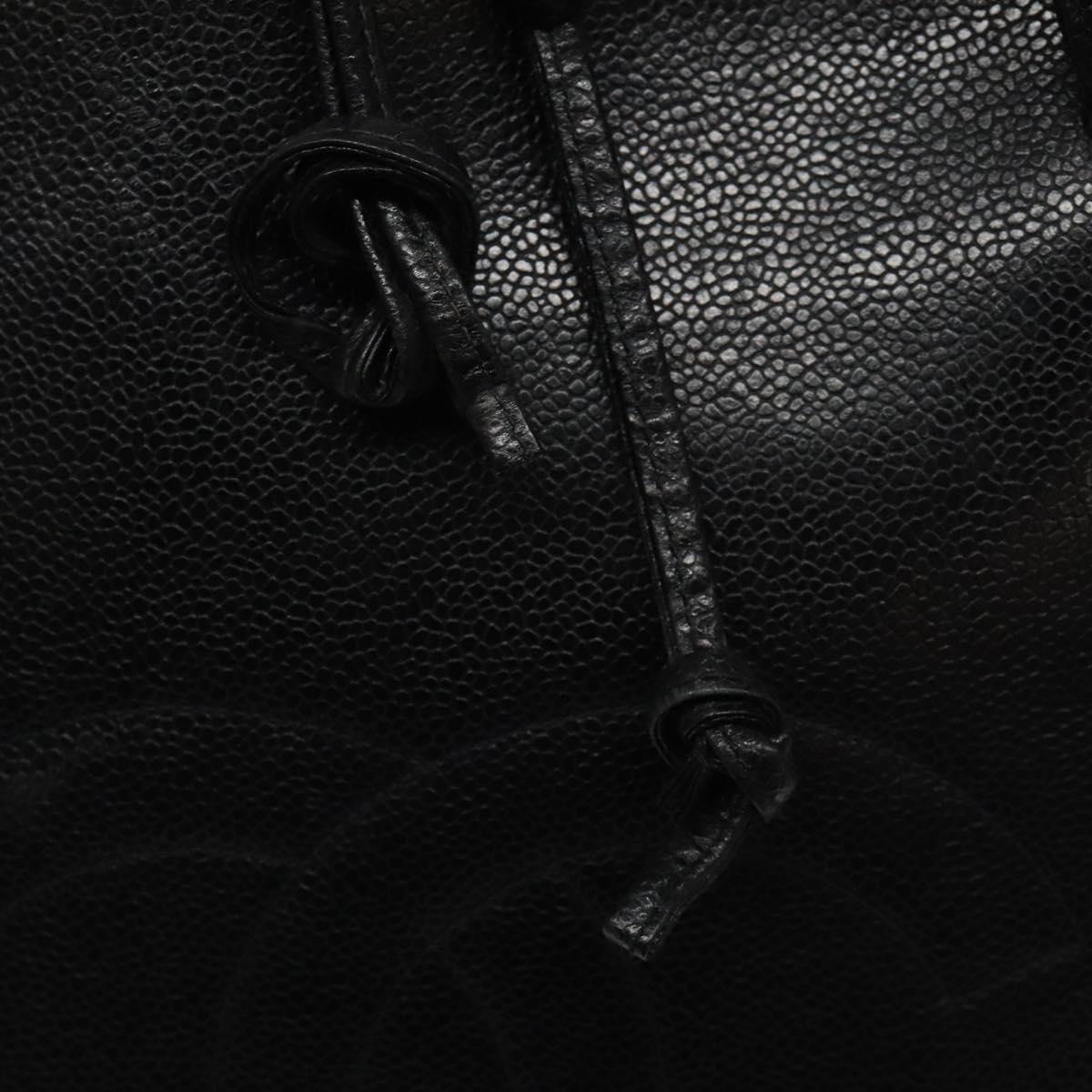 CHANEL COCO Mark Hand Bag Calf Skin Black Gold CC Auth yk17997