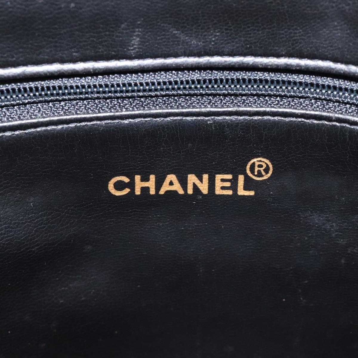 CHANEL COCO Mark Hand Bag Calf Skin Black Gold CC Auth yk17997