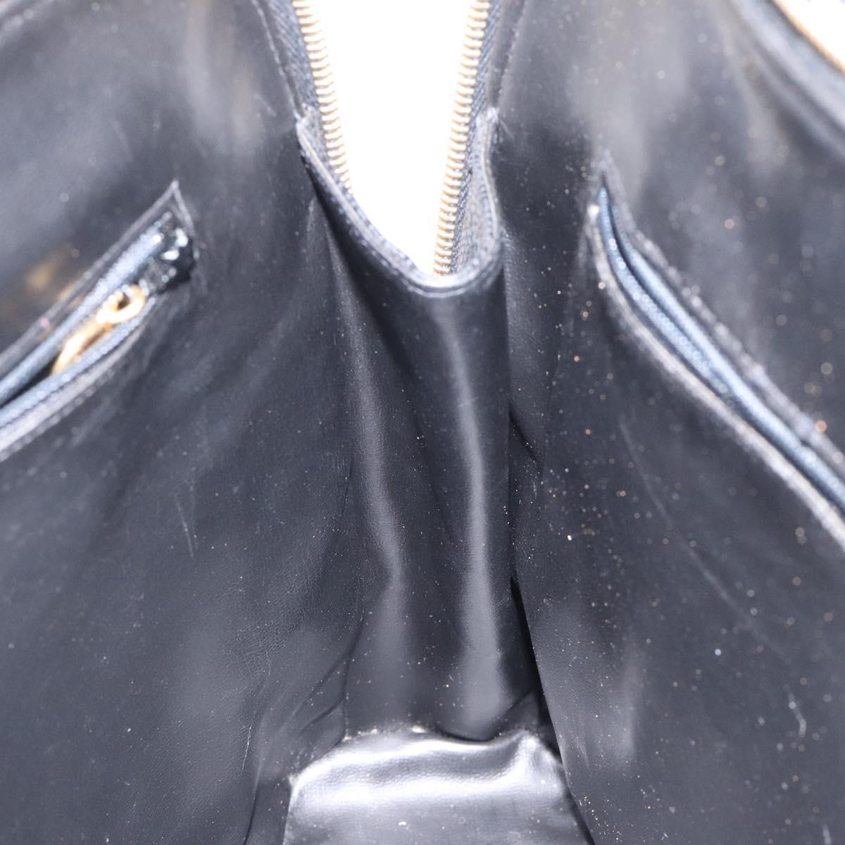 CHANEL COCO Mark Hand Bag Calf Skin Black Gold CC Auth yk17997