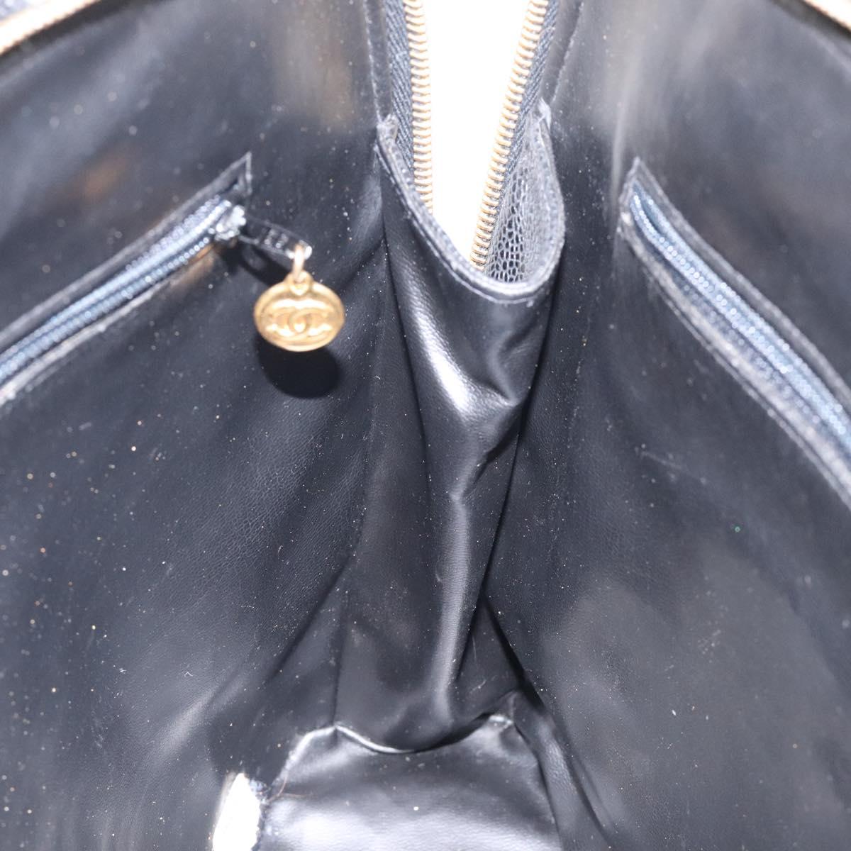 CHANEL COCO Mark Hand Bag Calf Skin Black Gold CC Auth yk17997