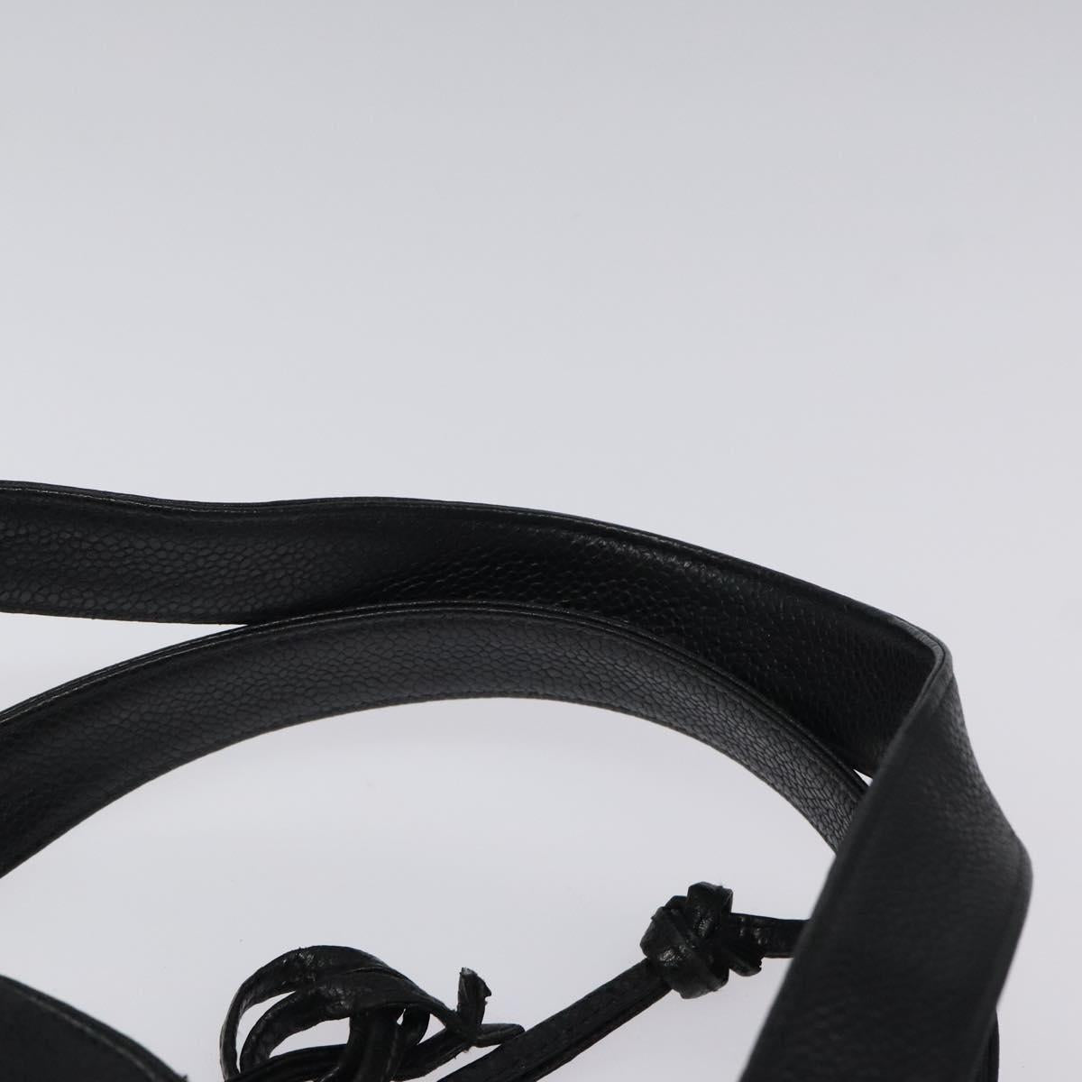 CHANEL COCO Mark Hand Bag Calf Skin Black Gold CC Auth yk17997