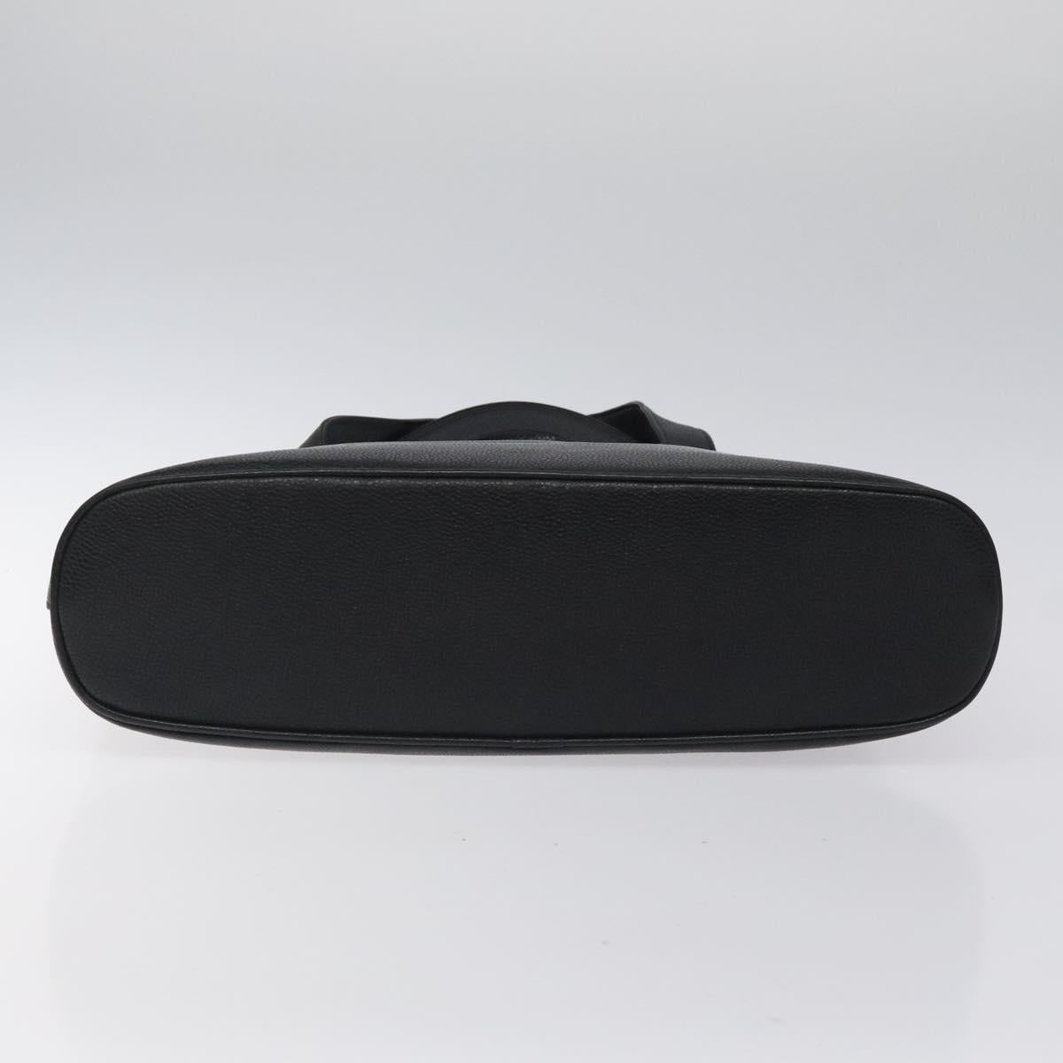 CHANEL COCO Mark Hand Bag Calf Skin Black Gold CC Auth yk17997