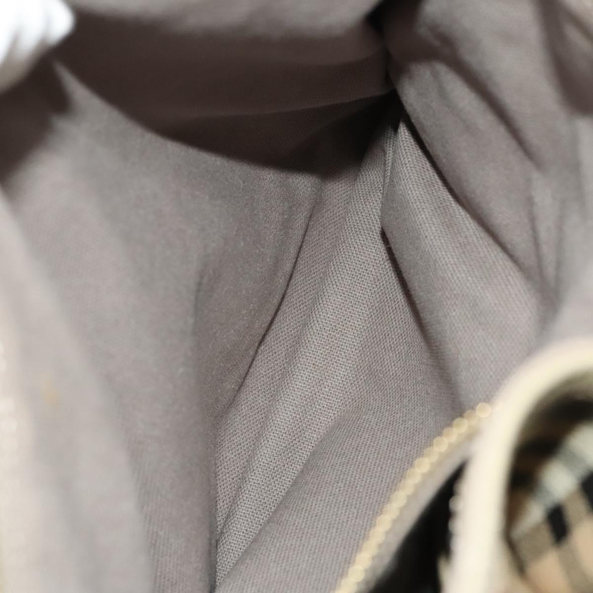 BURBERRY Nova Check Hand Bag PVC Leather 2way Beige Gold Auth yk17998