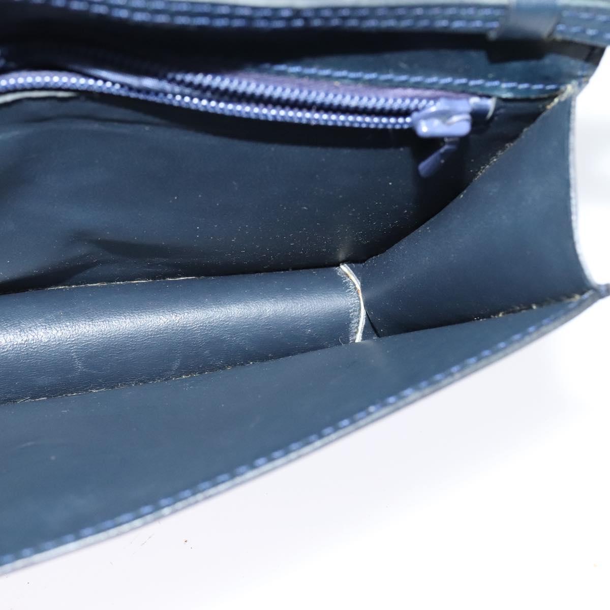 CELINE Shoulder Bag Leather Navy Gold Auth yk18003