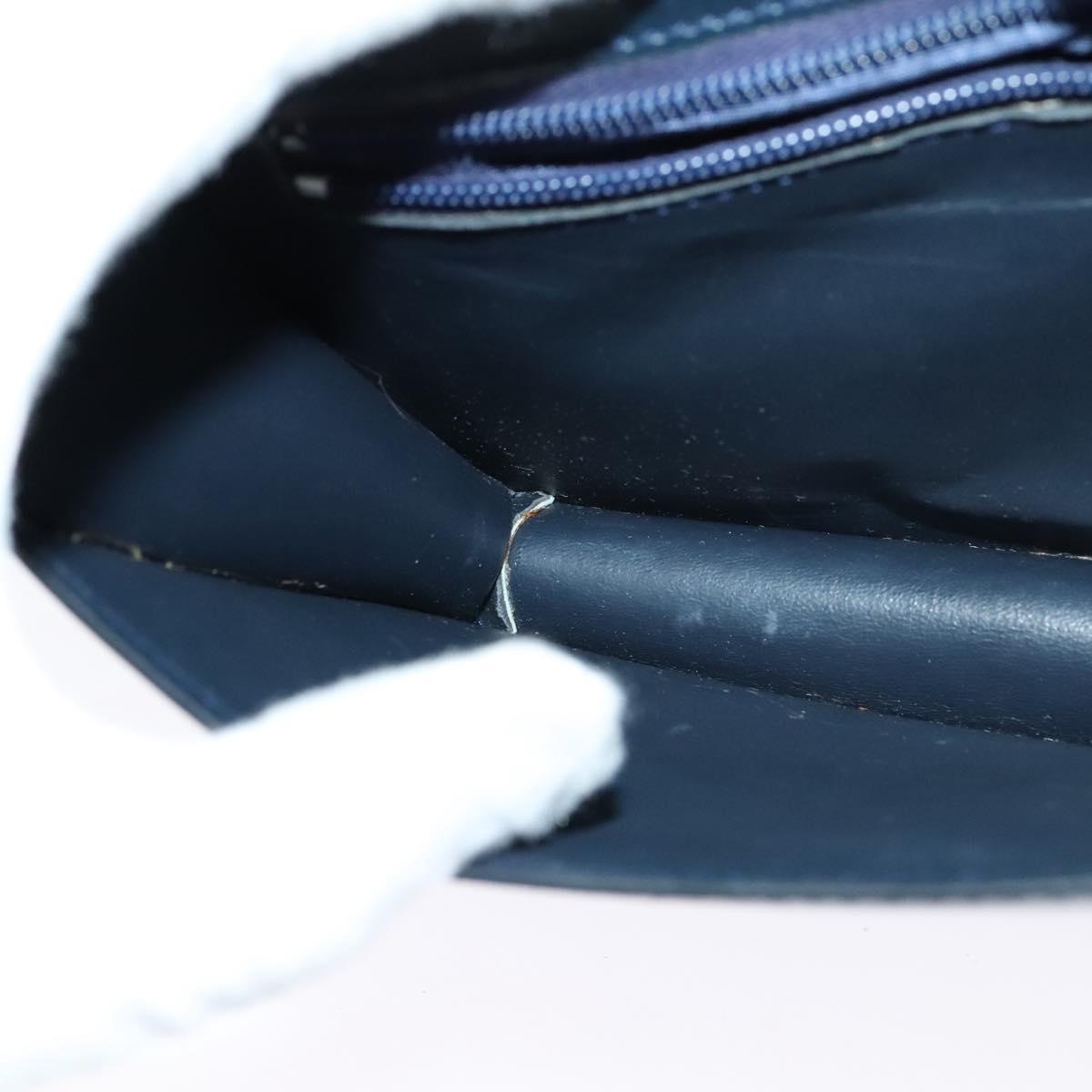 CELINE Shoulder Bag Leather Navy Gold Auth yk18003