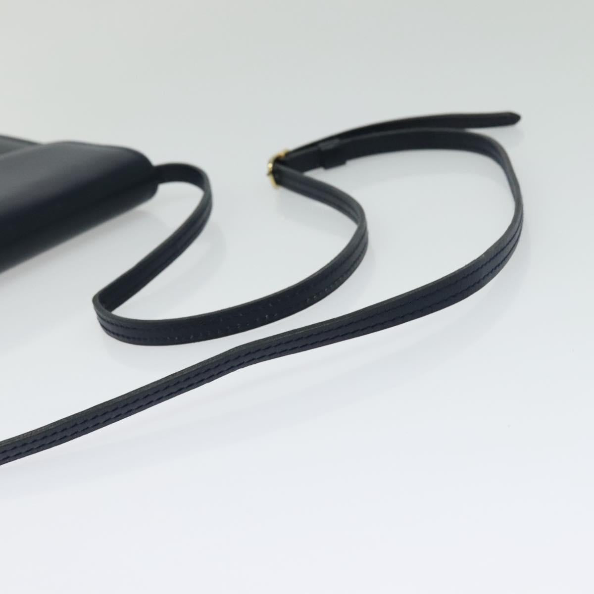 CELINE Shoulder Bag Leather Navy Gold Auth yk18003