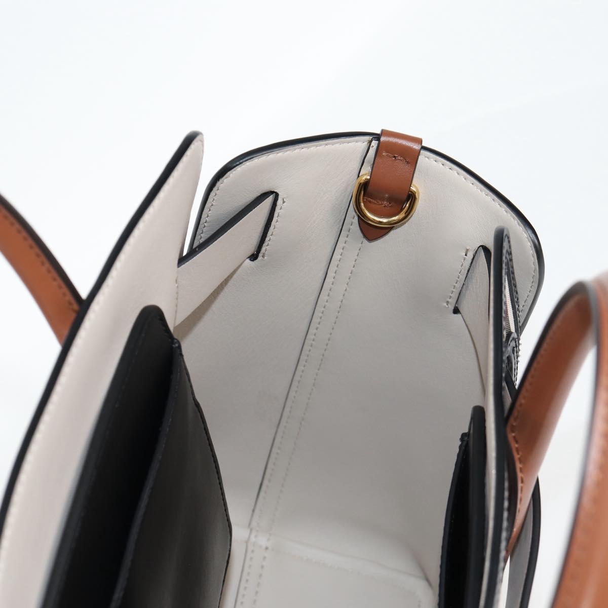 BURBERRY Nova Check Hand Bag Canvas 2way Beige Gold Auth yk18007A