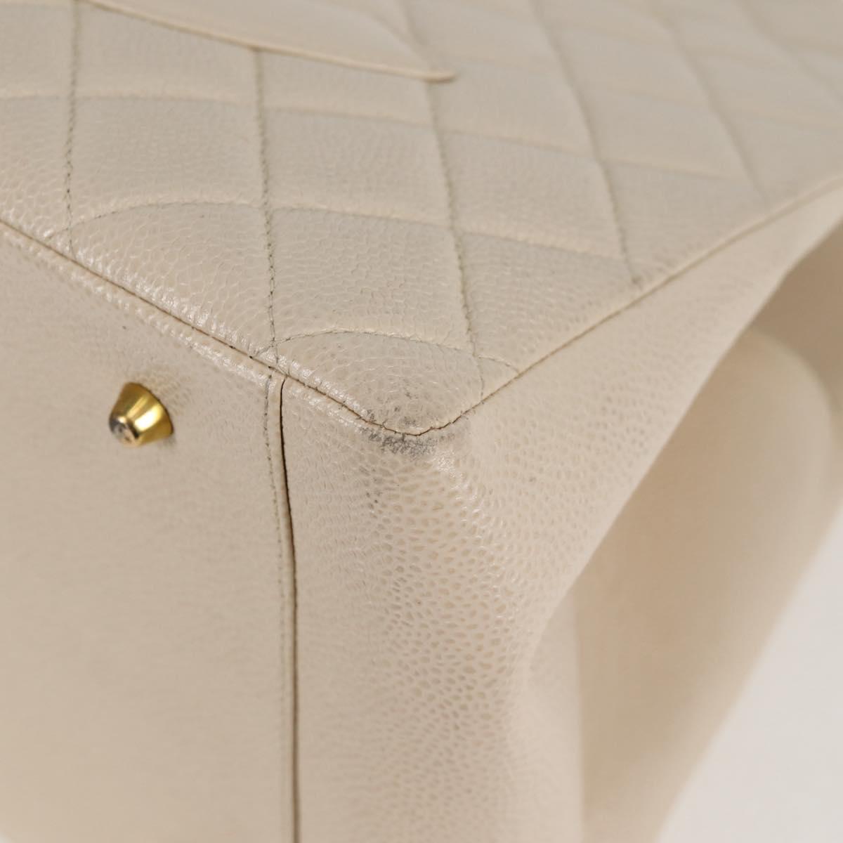 CHANEL Matelasse COCO Mark Chain Tote Bag Calf Skin Vanilla Gold CC Auth yk18012