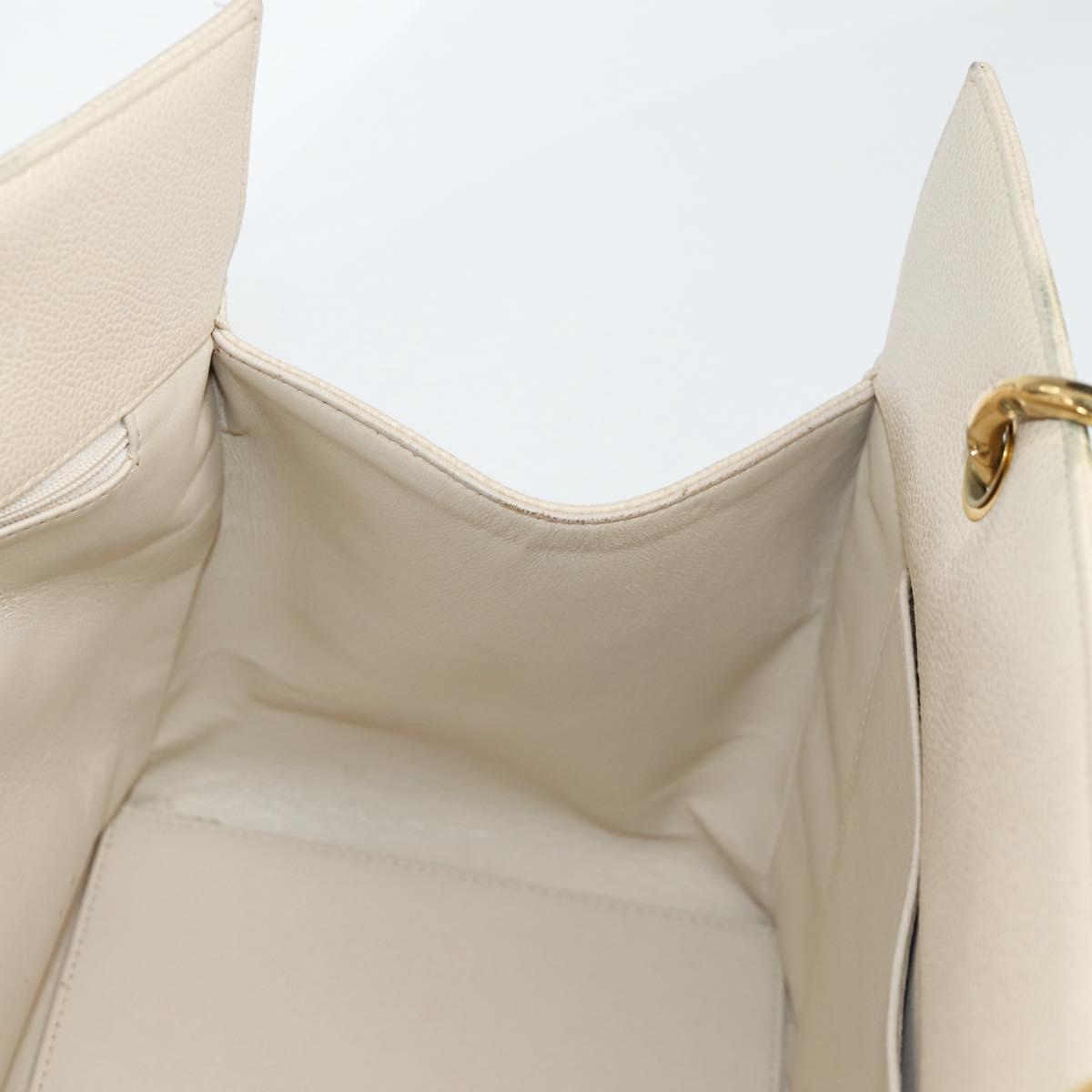 CHANEL Matelasse COCO Mark Chain Tote Bag Calf Skin Vanilla Gold CC Auth yk18012