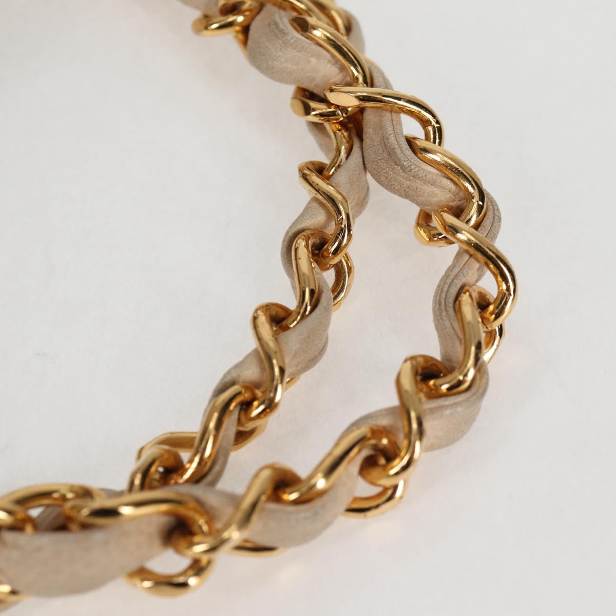 CHANEL Matelasse COCO Mark Chain Tote Bag Calf Skin Vanilla Gold CC Auth yk18012