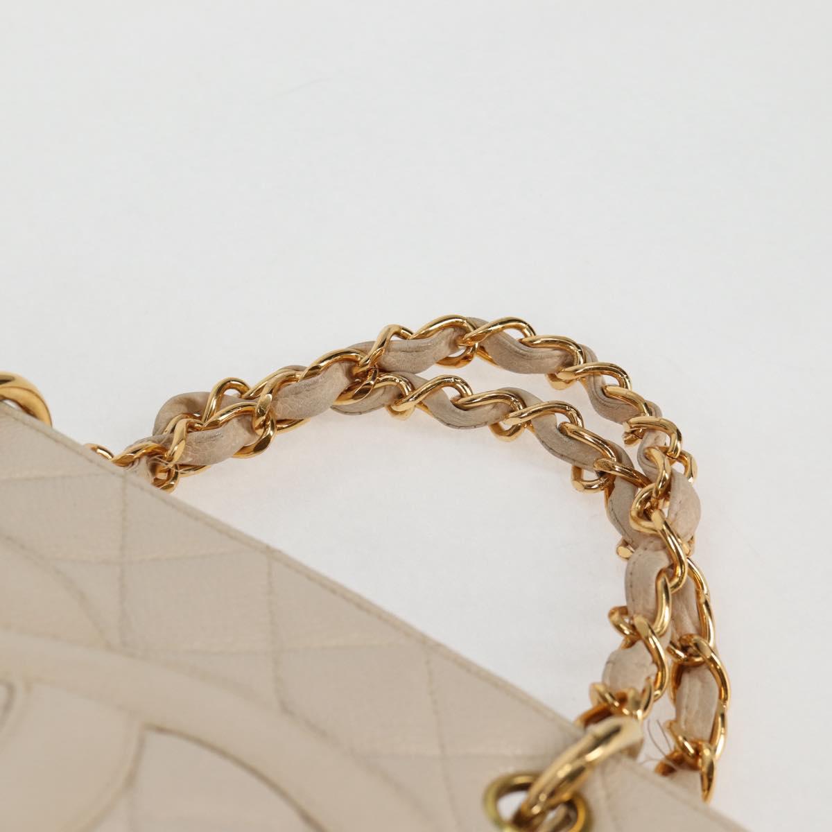 CHANEL Matelasse COCO Mark Chain Tote Bag Calf Skin Vanilla Gold CC Auth yk18012