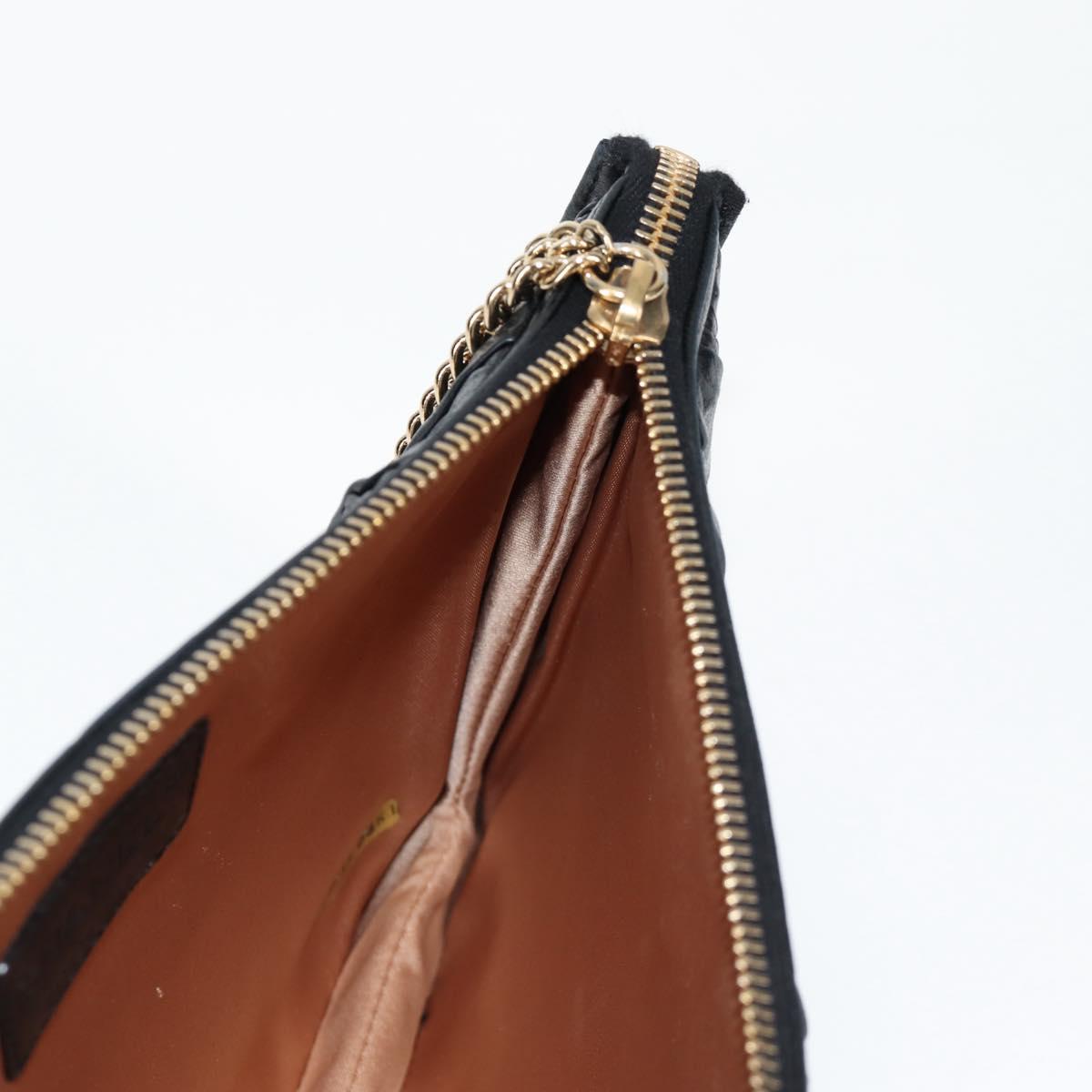 CHANEL Chain Gathered Hand Bag Lamb Skin Black Gold CC Auth yk18016M