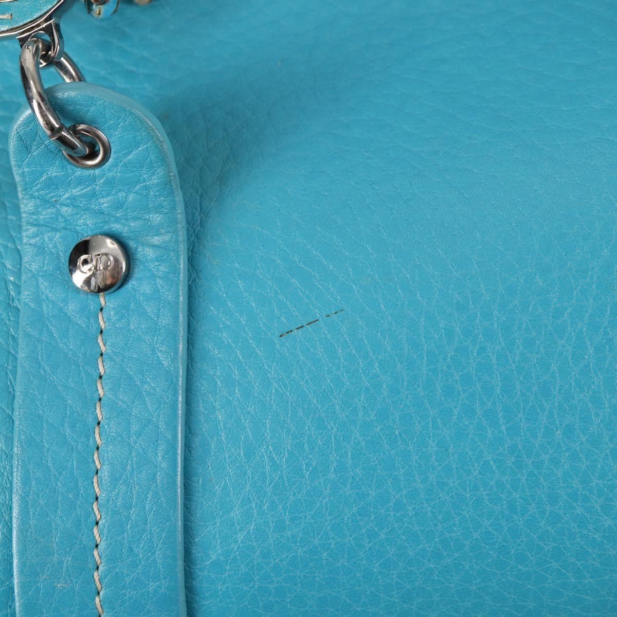 Christian Dior Hand Bag Leather limited Edition 0481 Blue Silver Auth yk18036AM