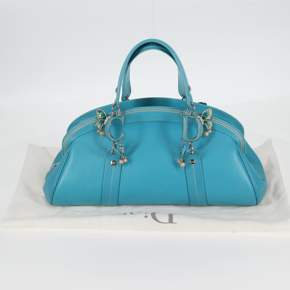 Christian Dior Hand Bag Leather limited Edition 0481 Blue Silver Auth yk18036AM