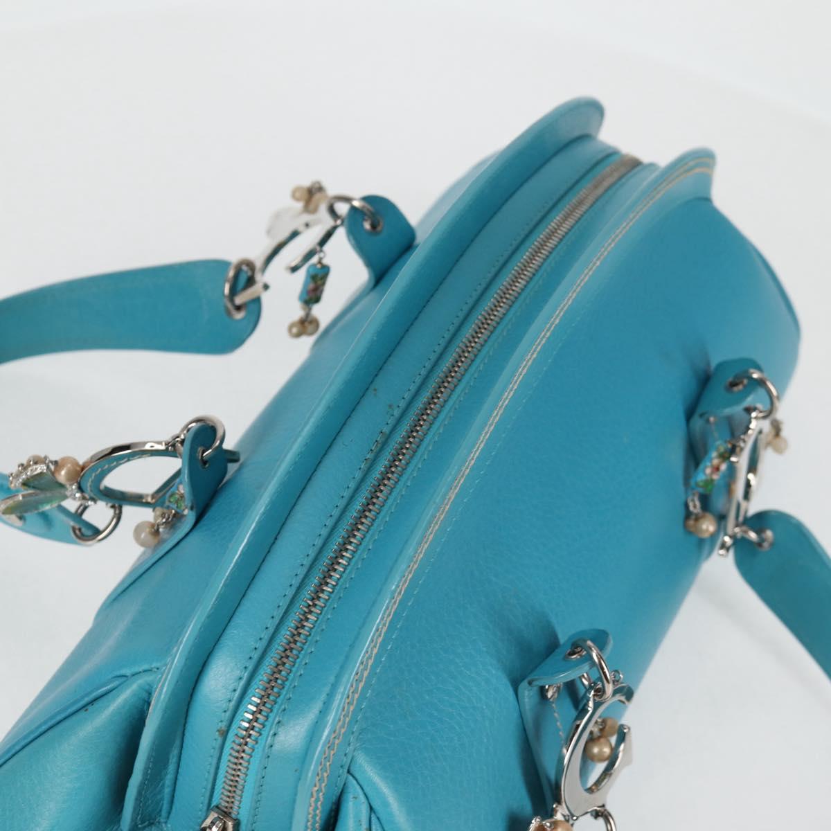 Christian Dior Hand Bag Leather limited Edition 0481 Blue Silver Auth yk18036AM