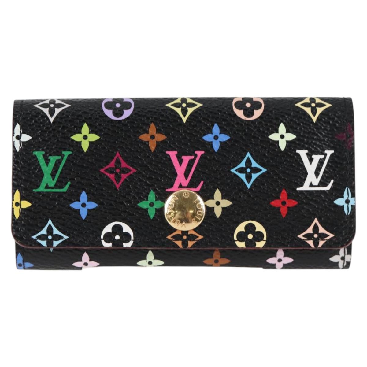 LOUIS VUITTON Multicolor Multicles 4 Key Case Black M93732 LV Auth yk18052M