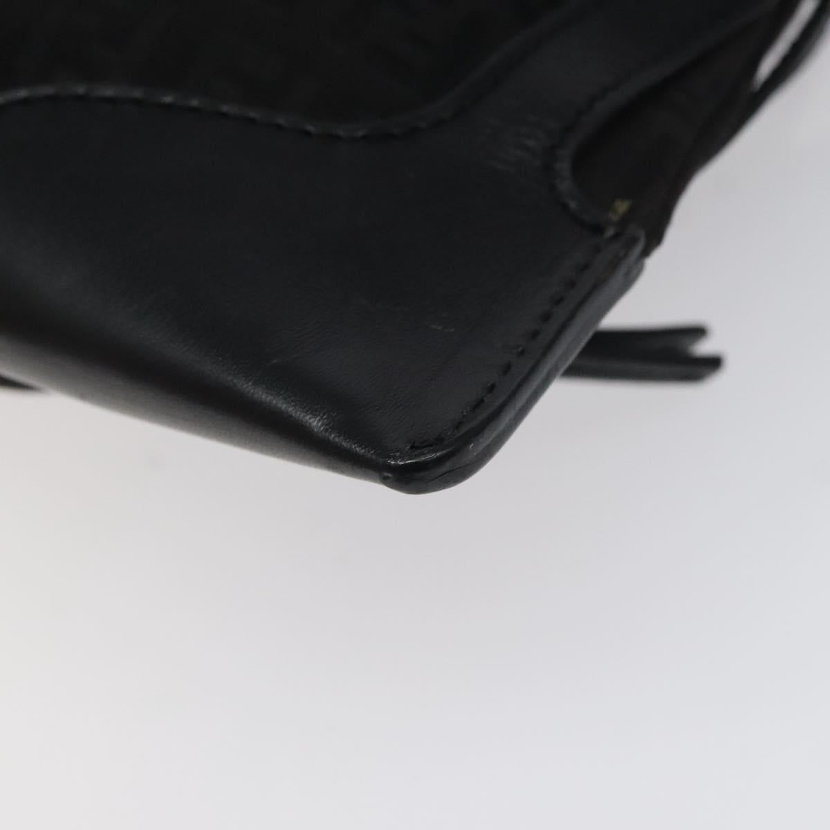 FENDI Zucchino Canvas Hand Bag Black Gold Auth yk18069