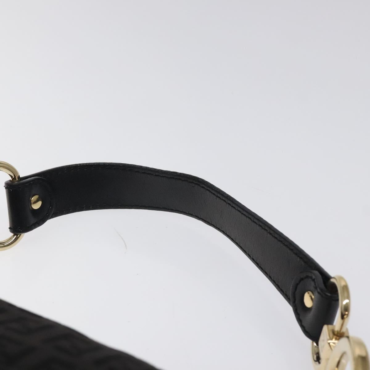 FENDI Zucchino Canvas Hand Bag Black Gold Auth yk18069