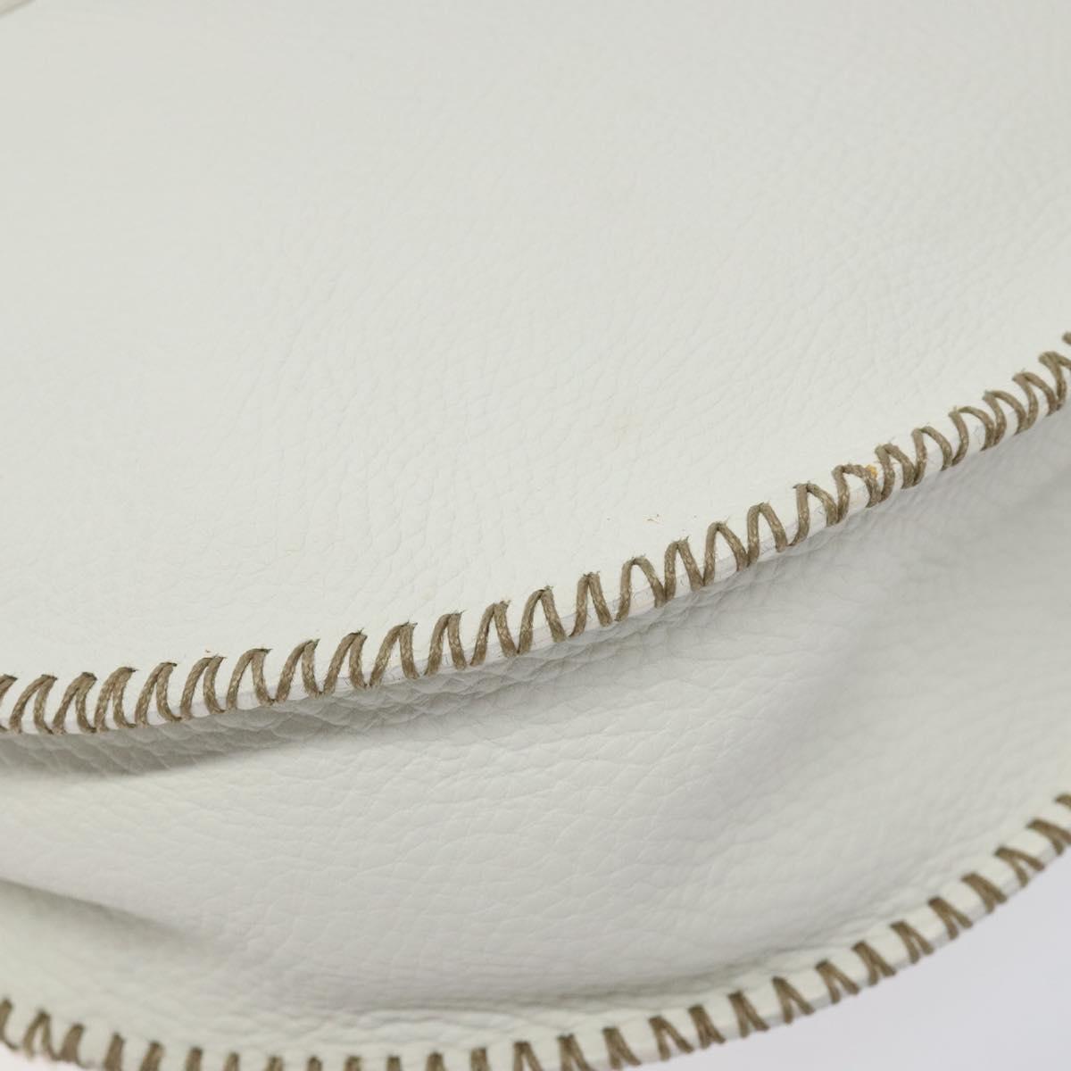 FENDI Celeria Shoulder Bag Leather Silver White Auth yk18082