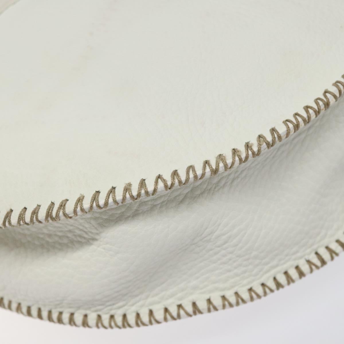 FENDI Celeria Shoulder Bag Leather Silver White Auth yk18082