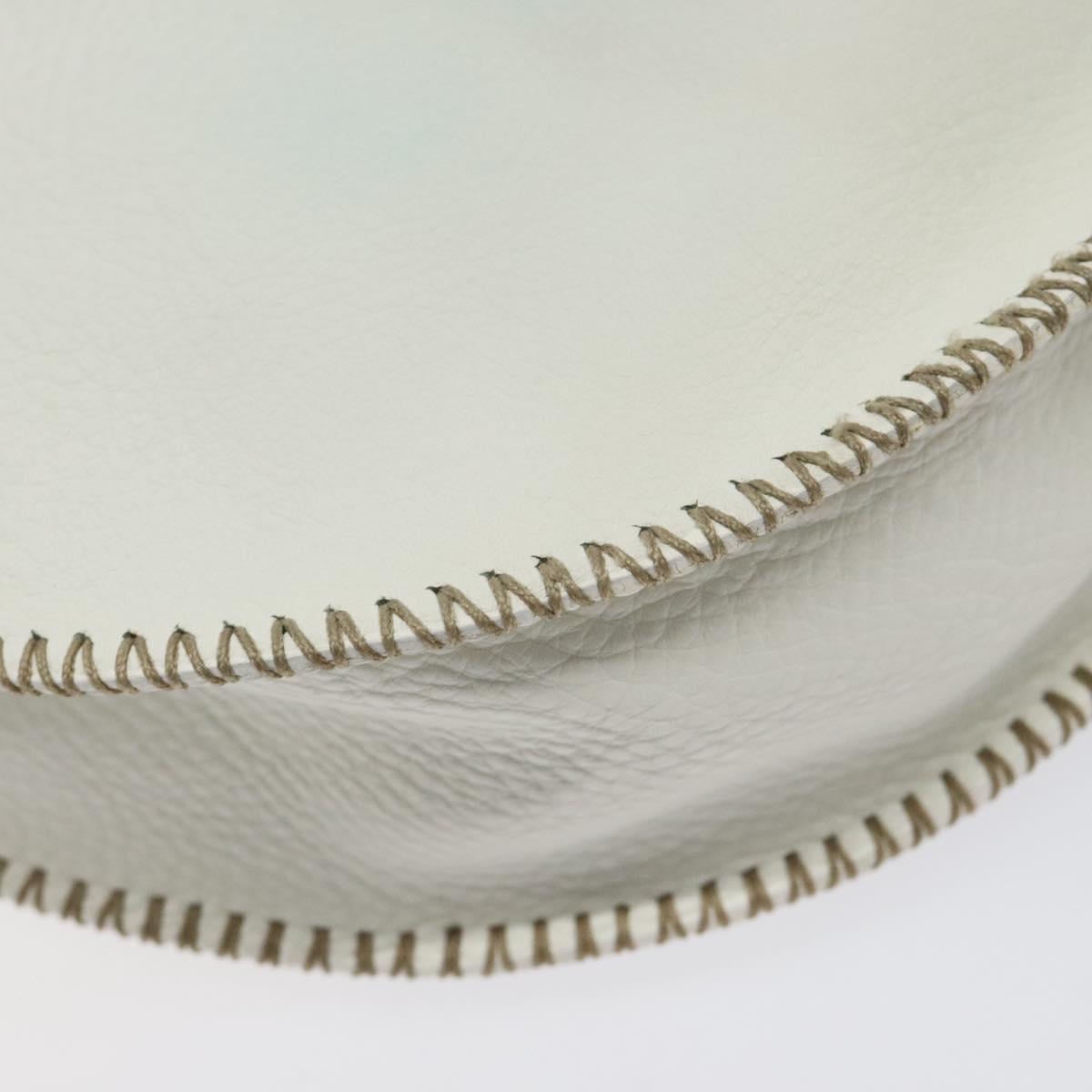 FENDI Celeria Shoulder Bag Leather Silver White Auth yk18082