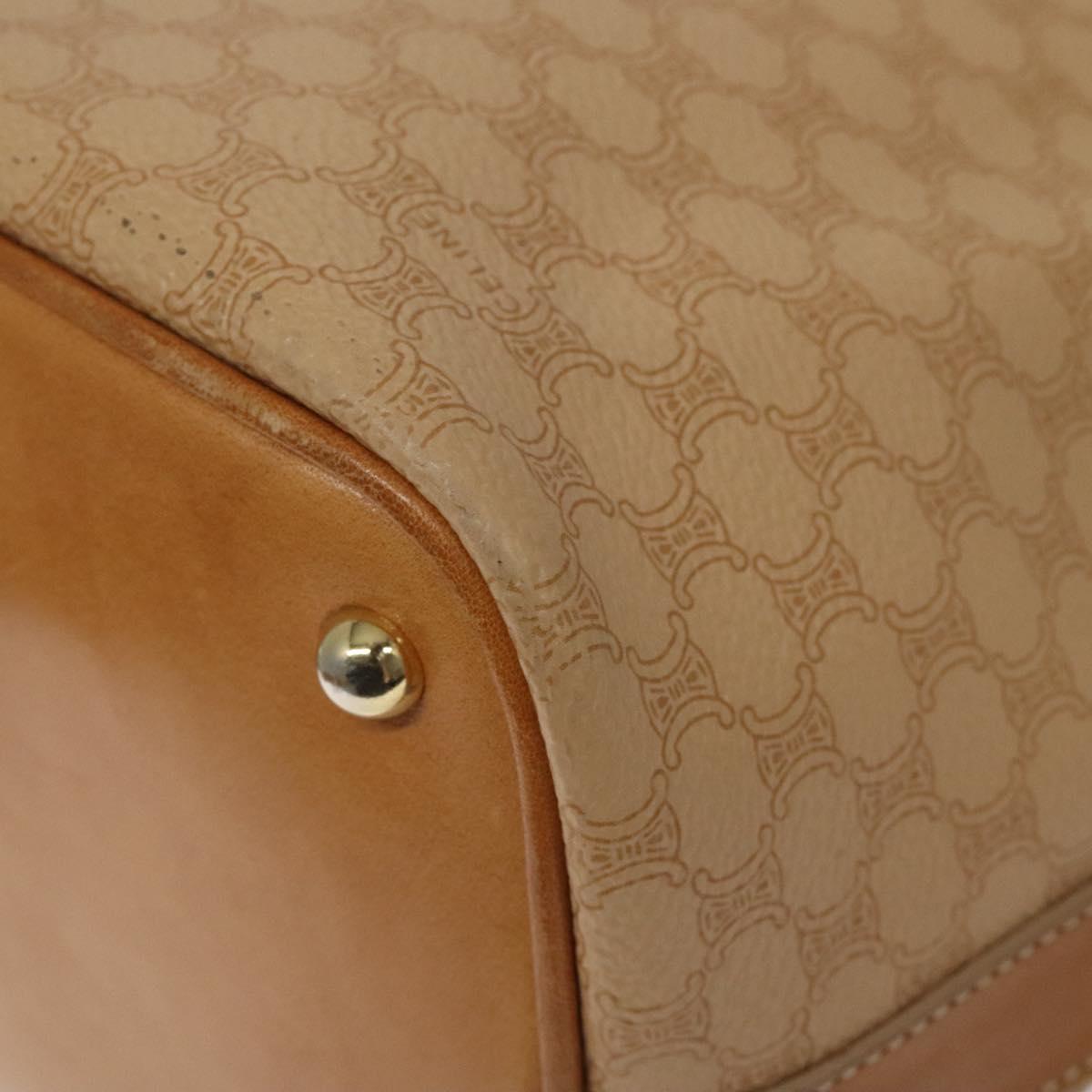 CELINE Macadam Canvas Shoulder Bag PVC Leather Beige Gold Auth yk18087