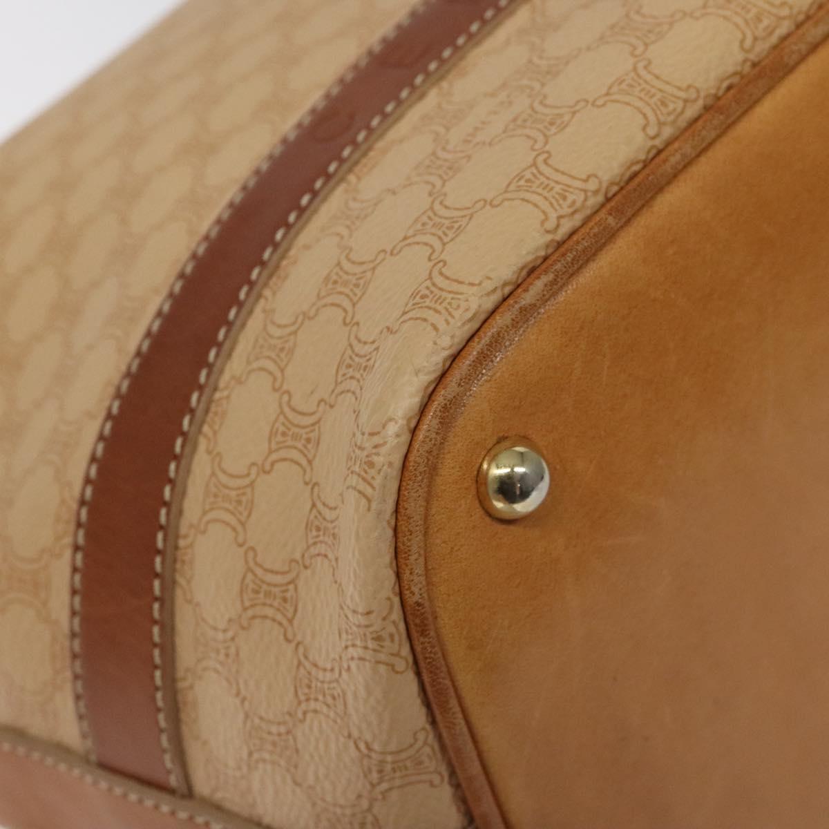 CELINE Macadam Canvas Shoulder Bag PVC Leather Beige Gold Auth yk18087