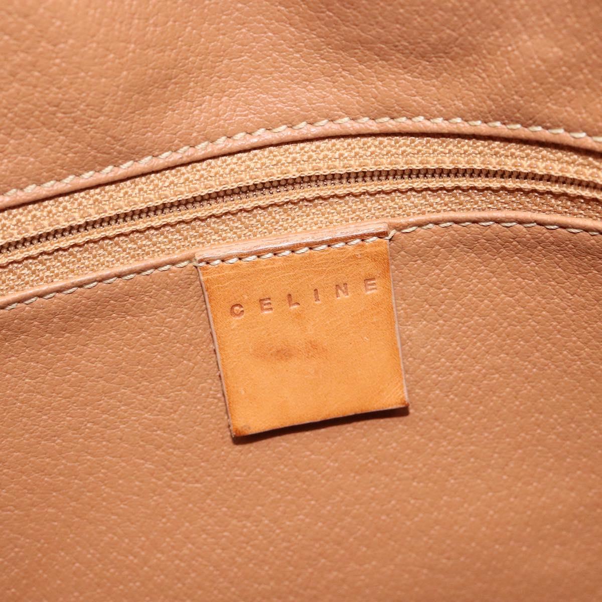 CELINE Macadam Canvas Shoulder Bag PVC Leather Beige Gold Auth yk18087