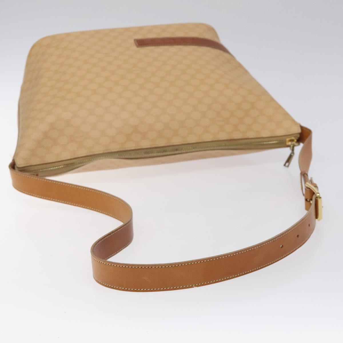 CELINE Macadam Canvas Shoulder Bag PVC Leather Beige Gold Auth yk18087