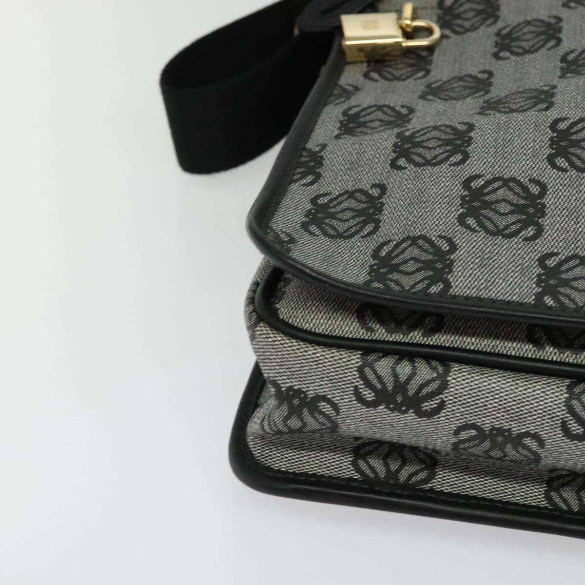 LOEWE Anagram Shoulder Bag PVC Leather Gray Gold Auth yk18093