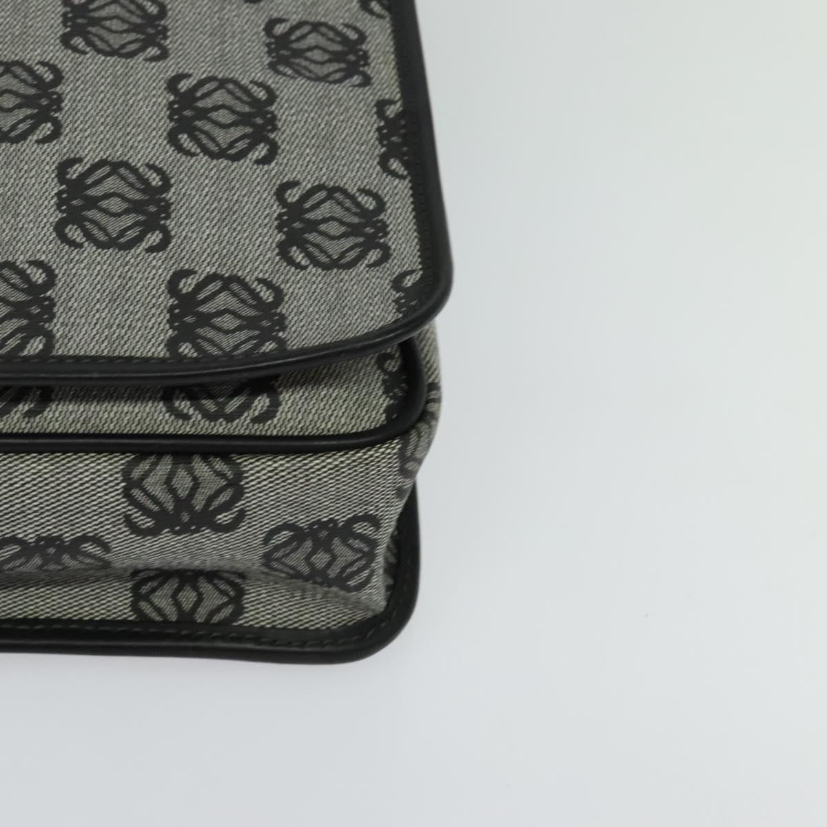 LOEWE Anagram Shoulder Bag PVC Leather Gray Gold Auth yk18093