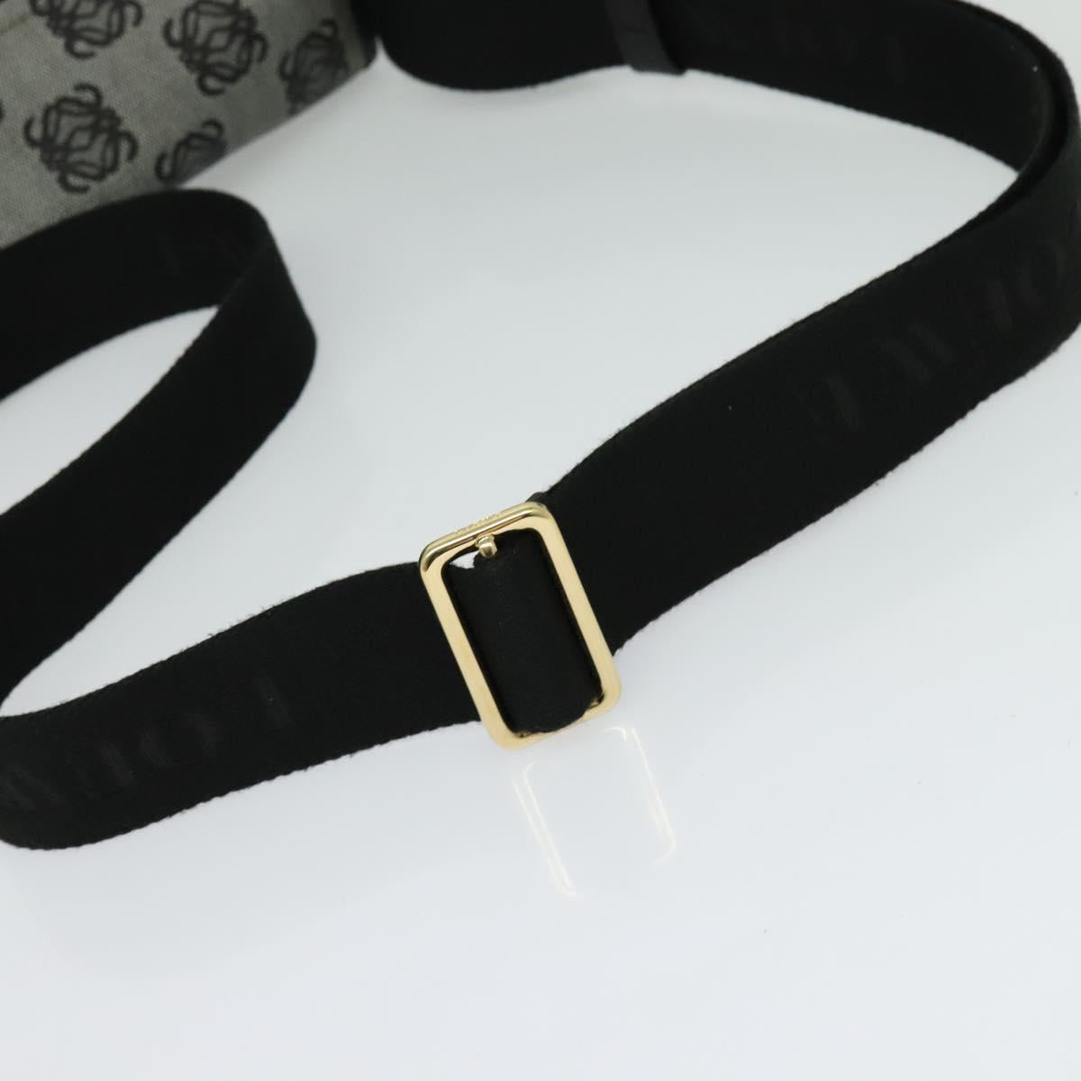 LOEWE Anagram Shoulder Bag PVC Leather Gray Gold Auth yk18093