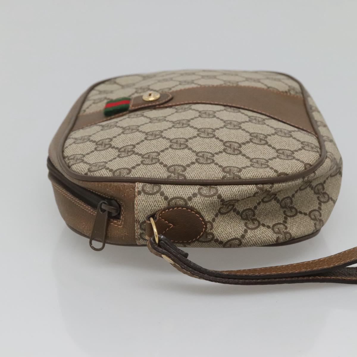 GUCCI GG Supreme Web Sherry Line Bag PVC Beige Gold 89 01 034 Auth yk18098