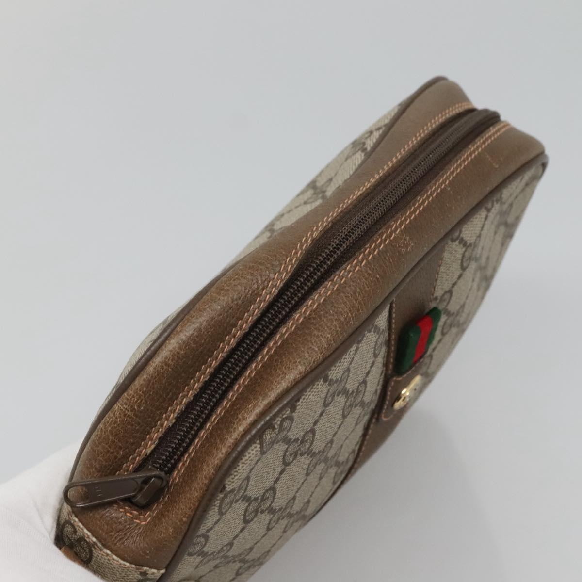 GUCCI GG Supreme Web Sherry Line Bag PVC Beige Gold 89 01 034 Auth yk18098