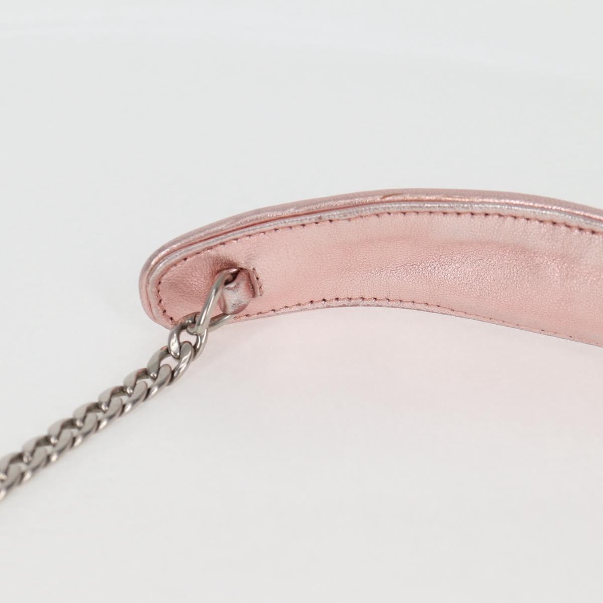 Miu Miu Matelasse Chain Shoulder Bag Leather Pink Silver 5BF069 Auth yk18111M