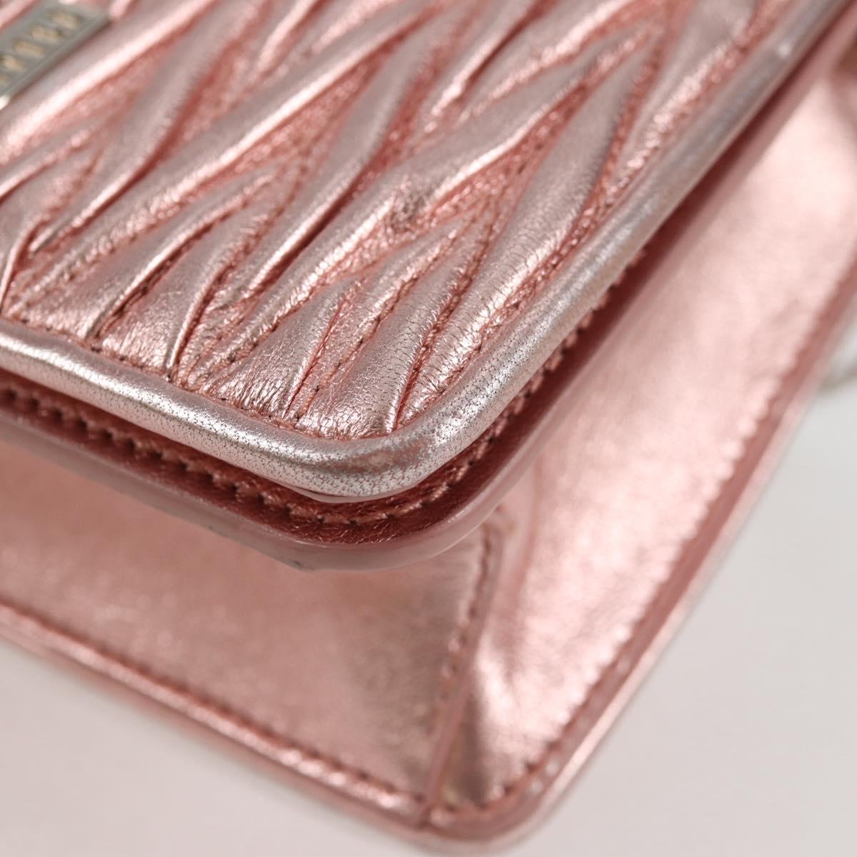 Miu Miu Matelasse Chain Shoulder Bag Leather Pink Silver 5BF069 Auth yk18111M