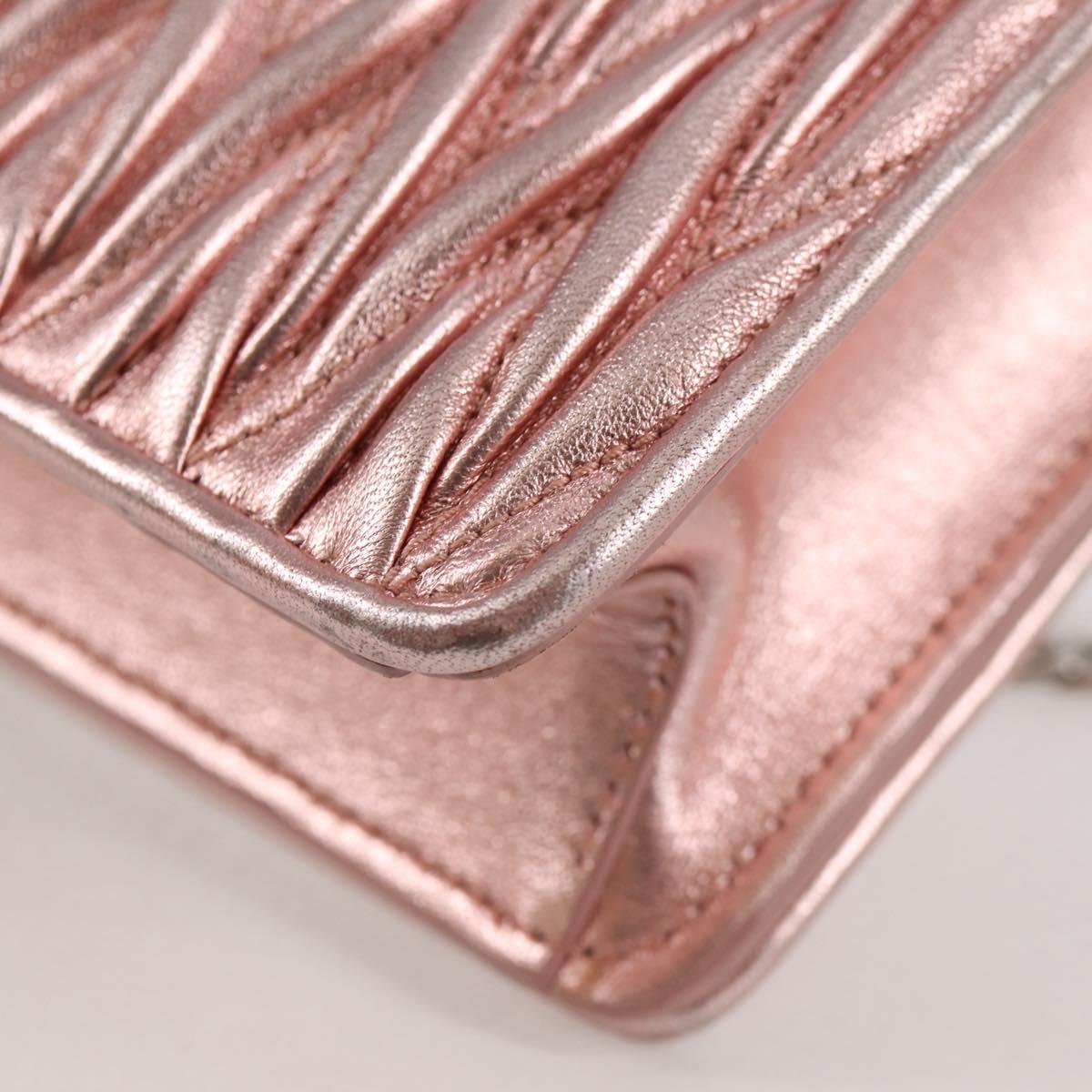Miu Miu Matelasse Chain Shoulder Bag Leather Pink Silver 5BF069 Auth yk18111M