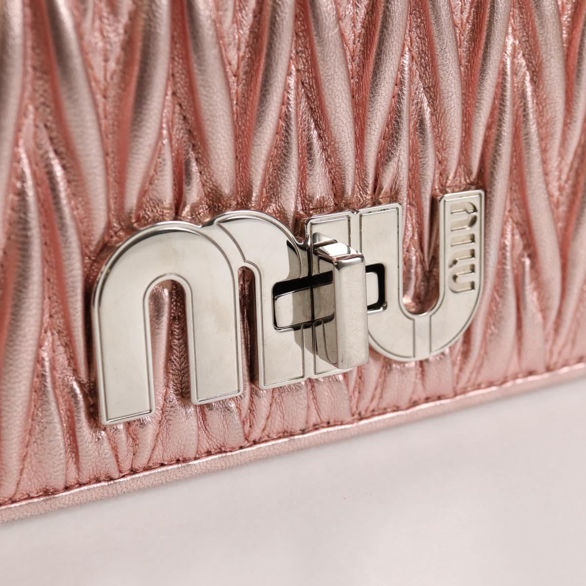 Miu Miu Matelasse Chain Shoulder Bag Leather Pink Silver 5BF069 Auth yk18111M