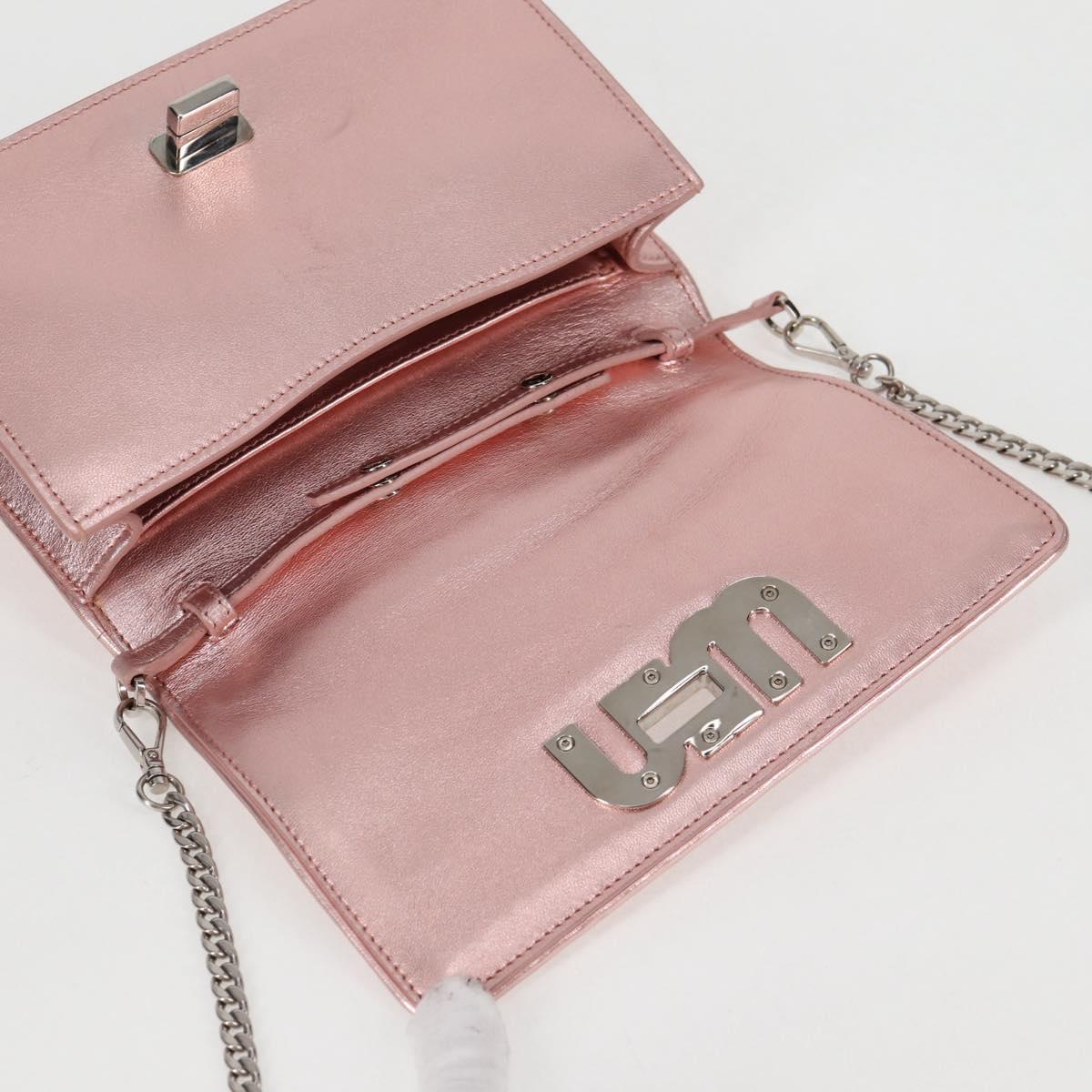 Miu Miu Matelasse Chain Shoulder Bag Leather Pink Silver 5BF069 Auth yk18111M