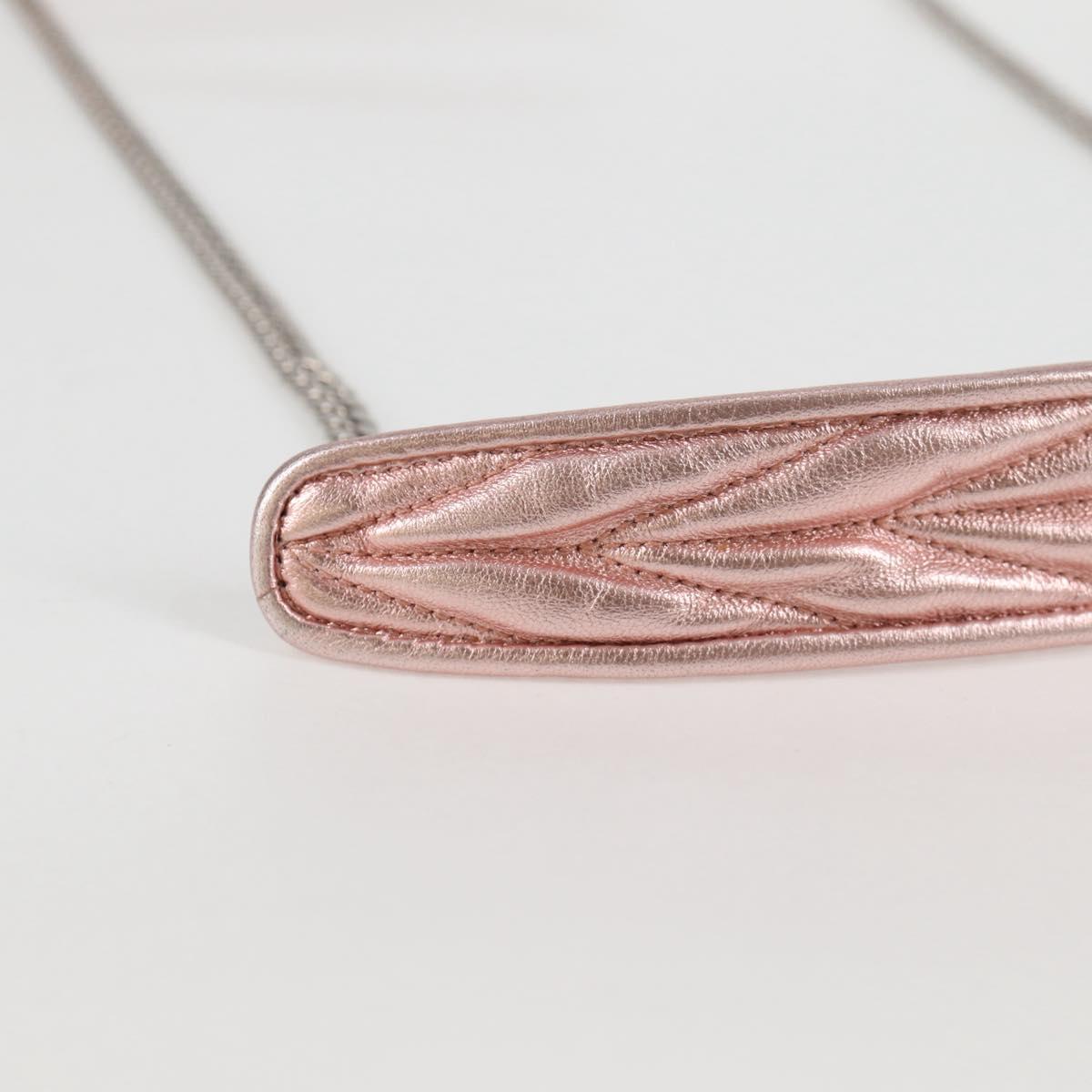 Miu Miu Matelasse Chain Shoulder Bag Leather Pink Silver 5BF069 Auth yk18111M