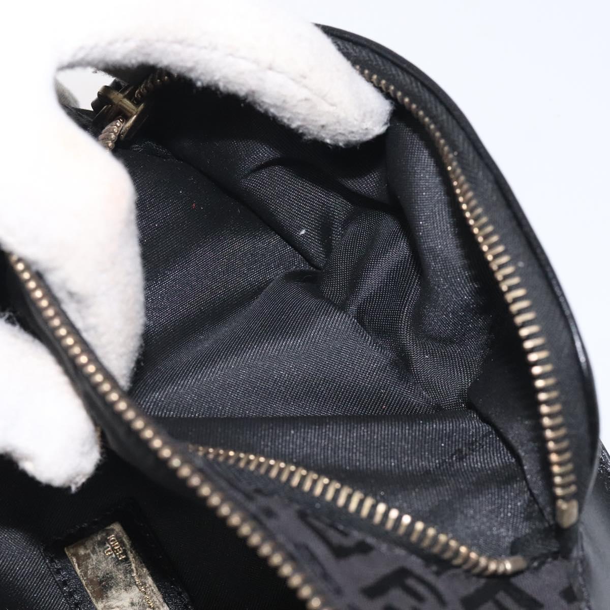 FENDI Zucchino Canvas Body Bag Black Gold Auth yk18113