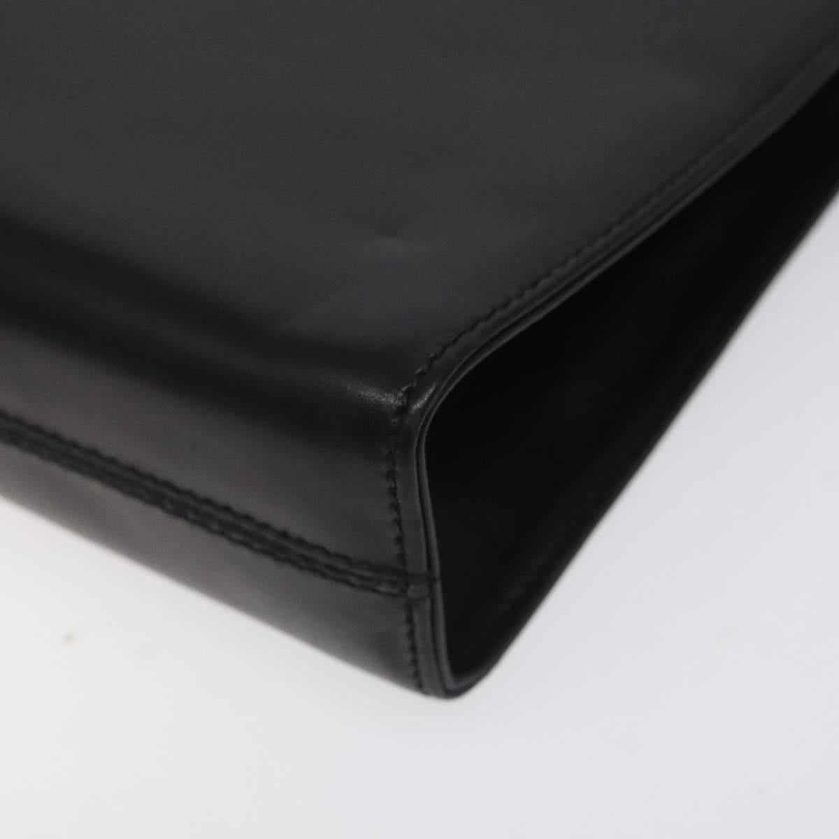 Salvatore Ferragamo Gancini Chain Shoulder Bag Leather Black Gold Auth yk18121