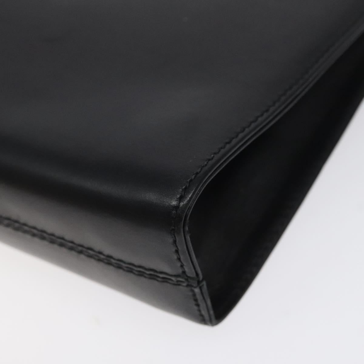 Salvatore Ferragamo Gancini Chain Shoulder Bag Leather Black Gold Auth yk18121