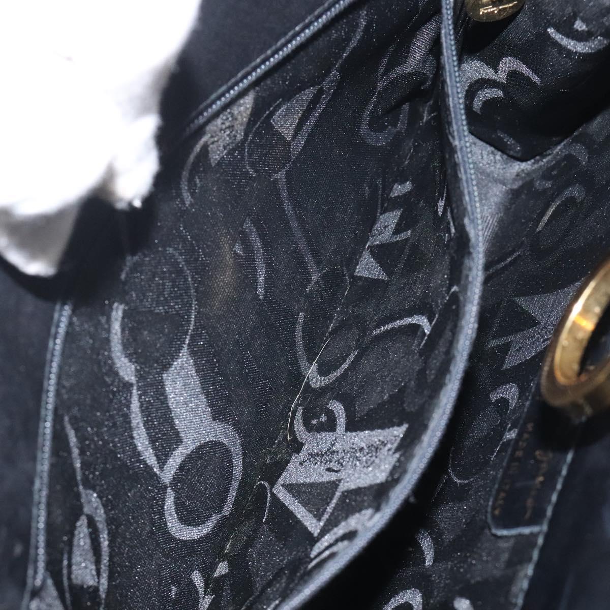 Salvatore Ferragamo Gancini Chain Shoulder Bag Leather Black Gold Auth yk18121