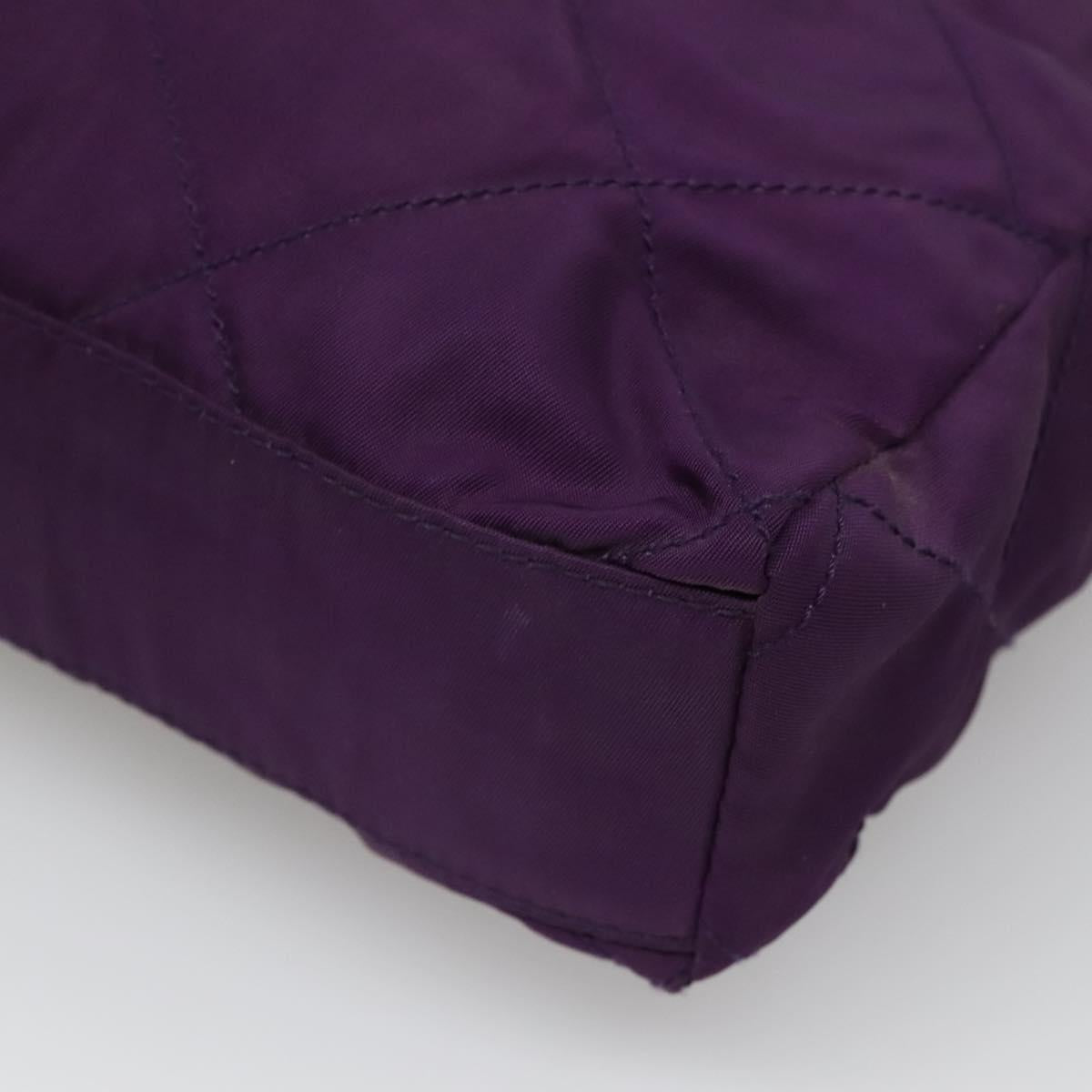 PRADA Quilted Chain Shoulder Bag Nylon Purple Gold Auth yk18126