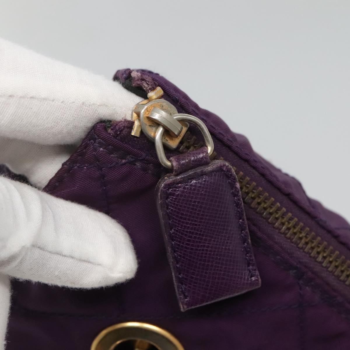 PRADA Quilted Chain Shoulder Bag Nylon Purple Gold Auth yk18126